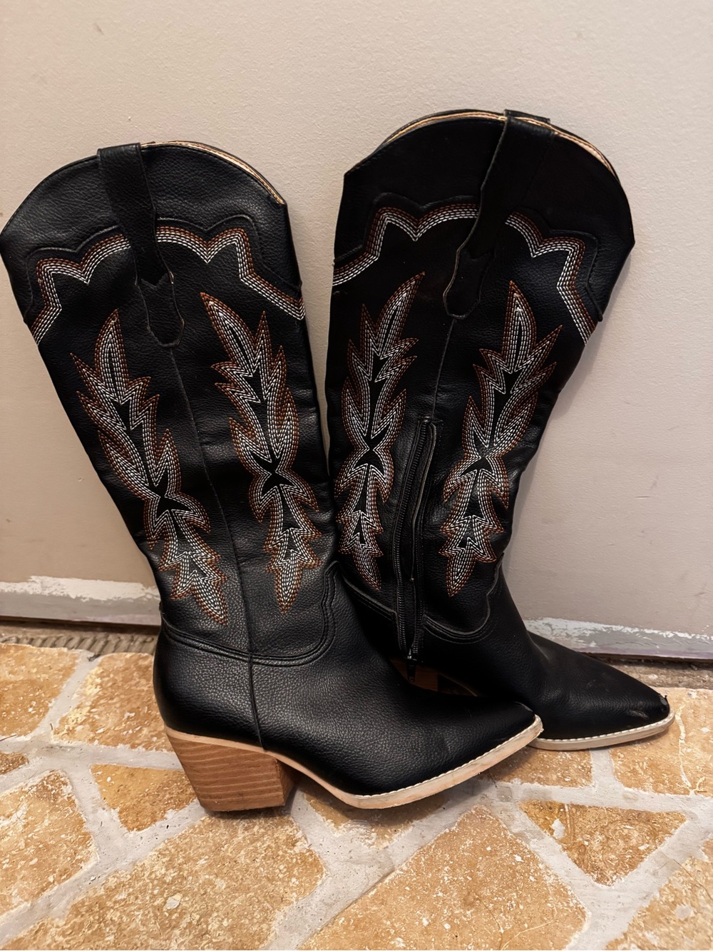 Black Embroidered Cowgirl Boots